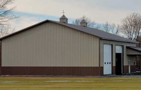 Metal roofing and siding on structure