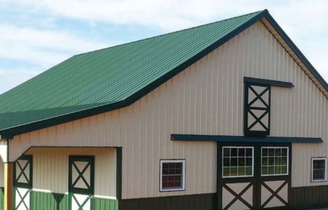 Metal roofing and siding on a barn